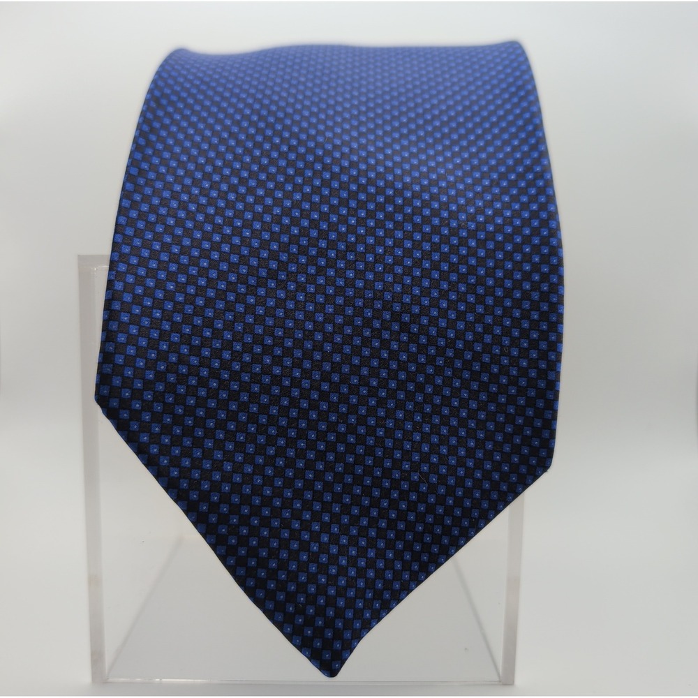 Stefano Ricci Italy Blue Geometric Micro Print Silk Necktie 60" Luxury Classic